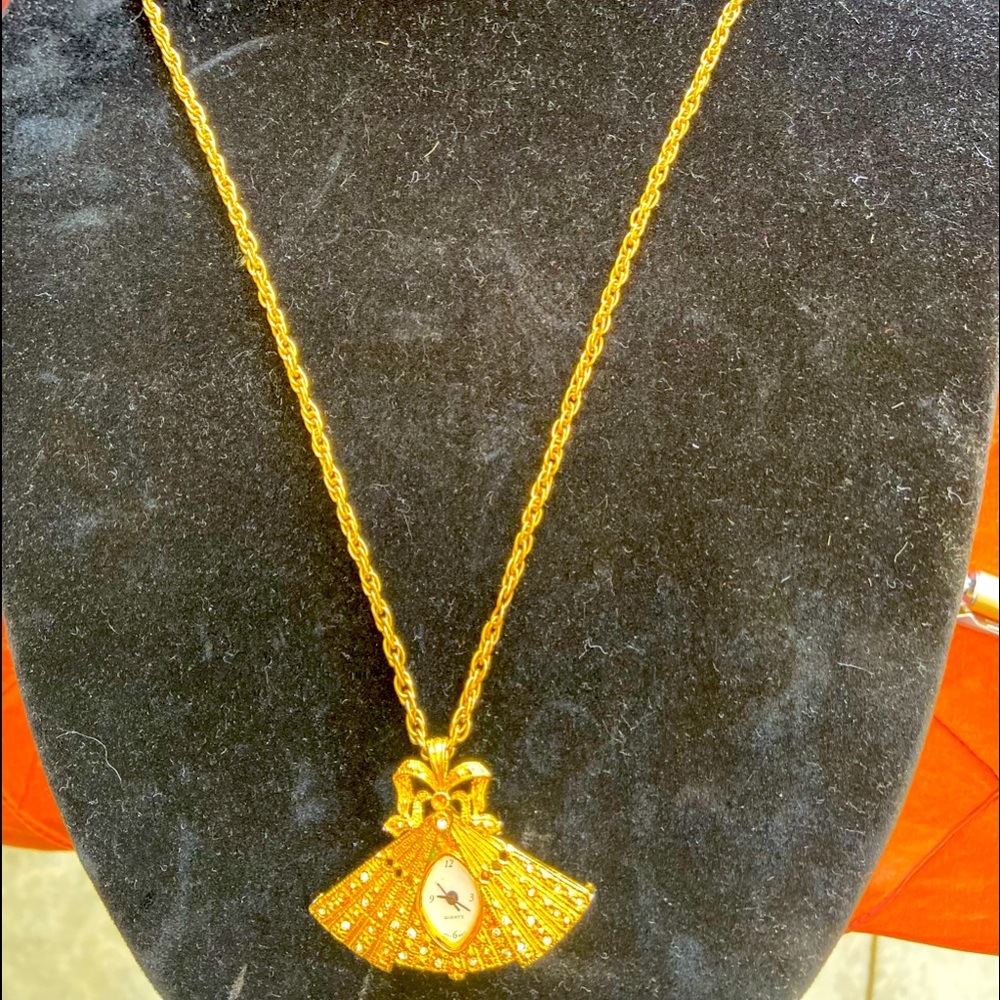 14K Gold Watch Pendant by CZ
